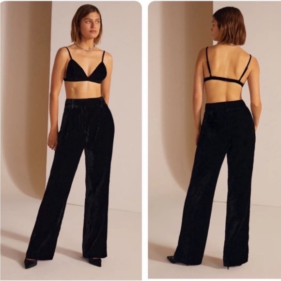 NWT Favorite Daughter The Velvet Favorite Pants Trousers Wide Leg Black 4 - Picture 10 of 10